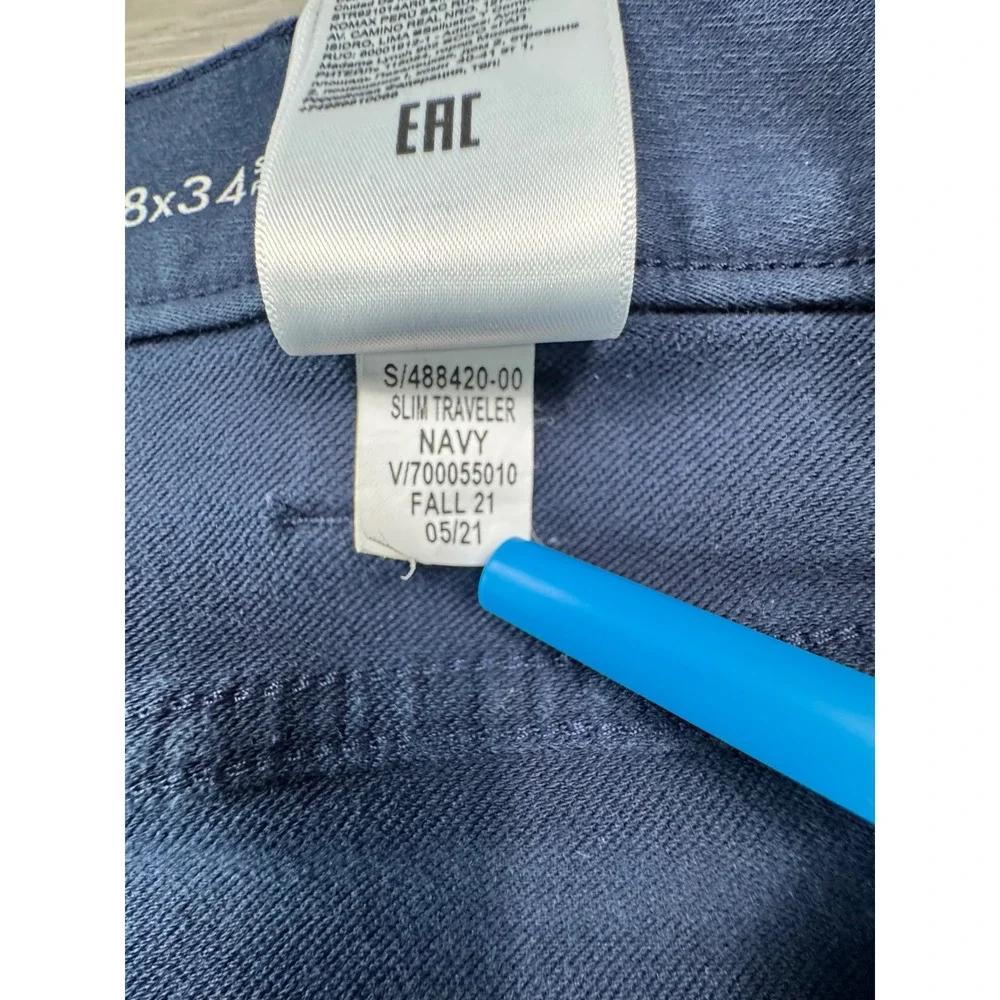 Lot of 2 Banana Republic Traveler Slim Fit Pants‎ Mens 38x34 Navy Khaki Chinos